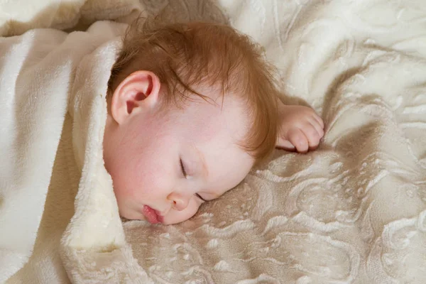 Little Baby Sleeps Sweetly Its Crib — Stock Photo, Image