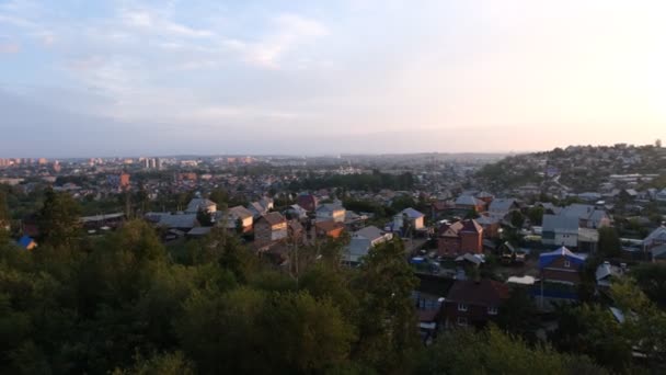 Panorama Města Irkutska Paprscích Zapadajícího Slunce Subdistrict Suburb Rabocheye — Stock video
