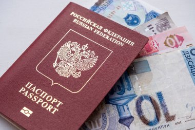 Rus vatandaşının pasaportunda küçük banknotlar var.