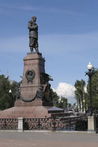 Μνημείο Του Ρώσου Τσάρου Αλέξανδρου Στην Πόλη Του Ιρκούτσκ — Φωτογραφία Αρχείου