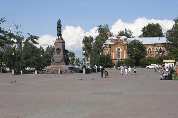 Památník Ruského Cara Alexandra Městě Irkutsk — Stock fotografie
