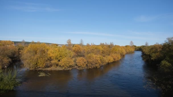 Осенняя Река Ушаковка Городе Иркутске — стоковое видео