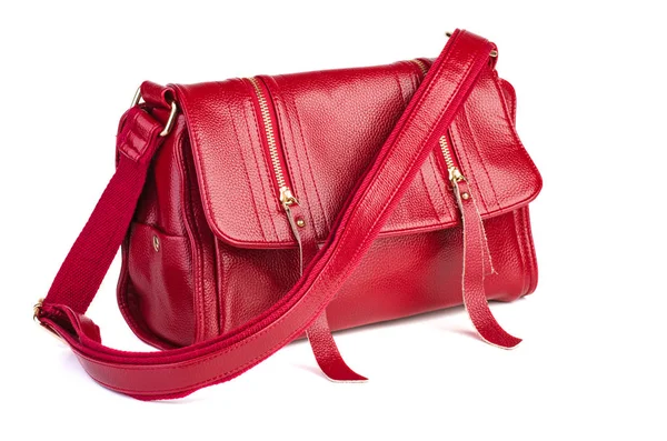 Rote Weibliche Messenger Stil Tasche Isoliert Auf Weißem Hintergrund — Stockfoto