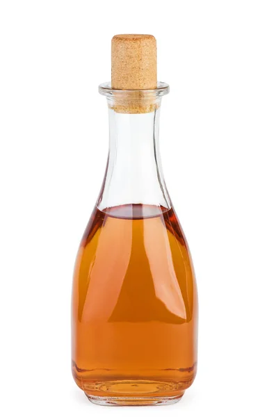Bottiglia Con Aceto Mele Isolato Sullo Sfondo Bianco — Foto Stock