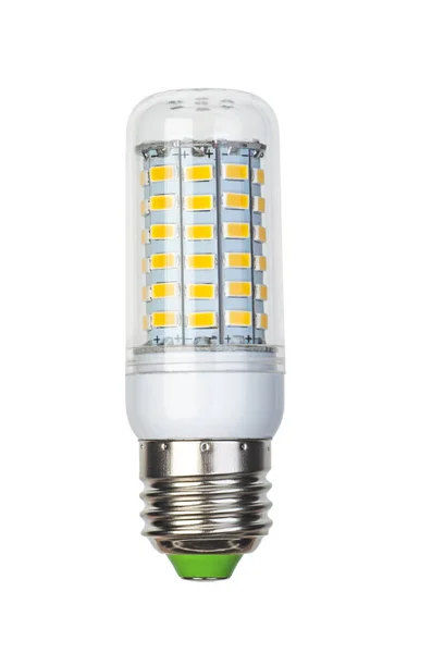 Тип Кукурудзи Світлодіодні Лампочки Основою E27 Ізольовані Білому Тлі — стокове фото