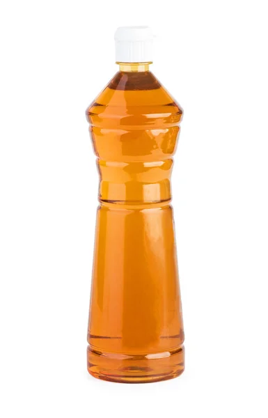Plastikowa Butelka Octem Jabłkowym Białym Tle — Zdjęcie stockowe