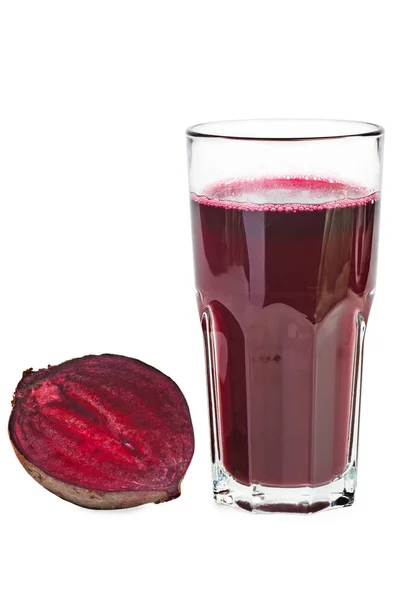 Half Red Beet Glass Juice Isolated White Background — Stock Photo, Image