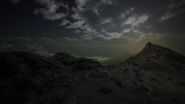 Dramatic Storm Sky over Rough Mountains