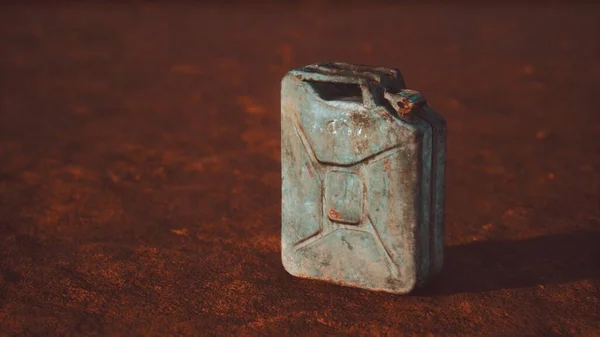 old rusty fuel canister in the desert