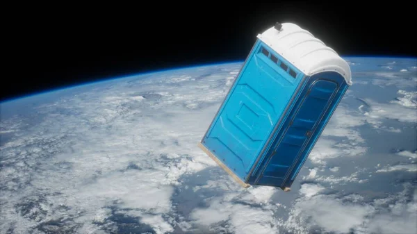 Portable street WC toilet cabin on Earth orbit. elements furnished by Nasa