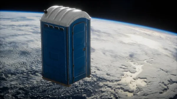 Portable street WC toilet cabin on Earth orbit. elements furnished by Nasa