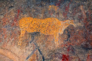 Bushmen (san) Güney Afrika 'da bir antilobun kaya resmi