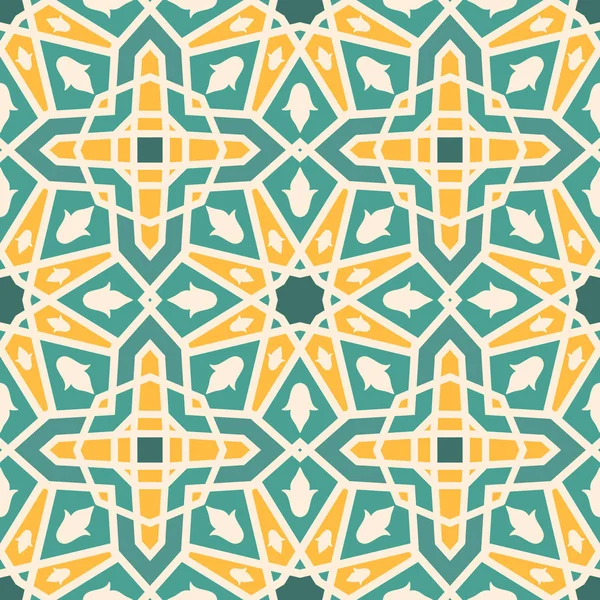 モロッコのシームレスなパターン 青と黄色の色 — ストックベクタ