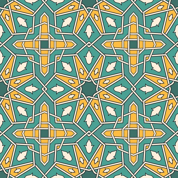 Seamless Moroccan Pattern Blue Yellow Colors — Stock Vector