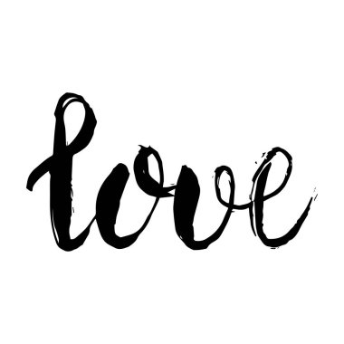 Vektör elle çizilmiş yazı. Grungy kuru fırçalama tarzı. Aşk