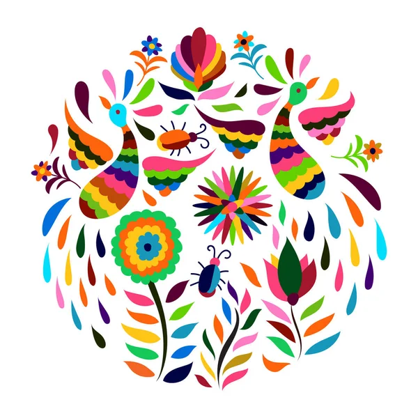 Patrón de círculo de estilo Otomi — Vector de stock