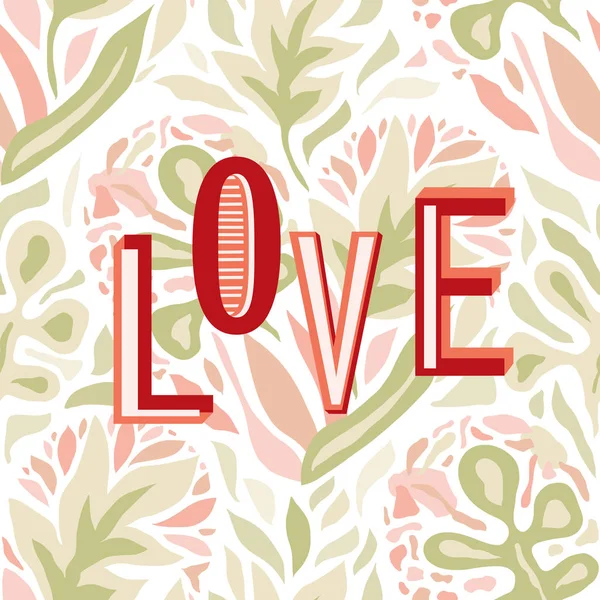 Love Composition on floral seamless background — Stock Vector