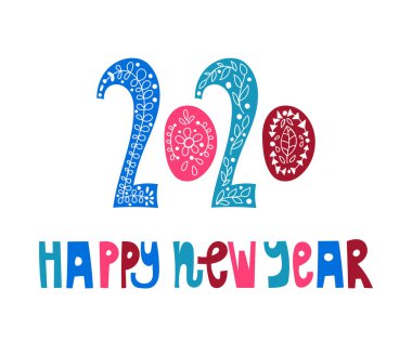 Vektör 2020 Yeni Yıl Kutlama Kartı