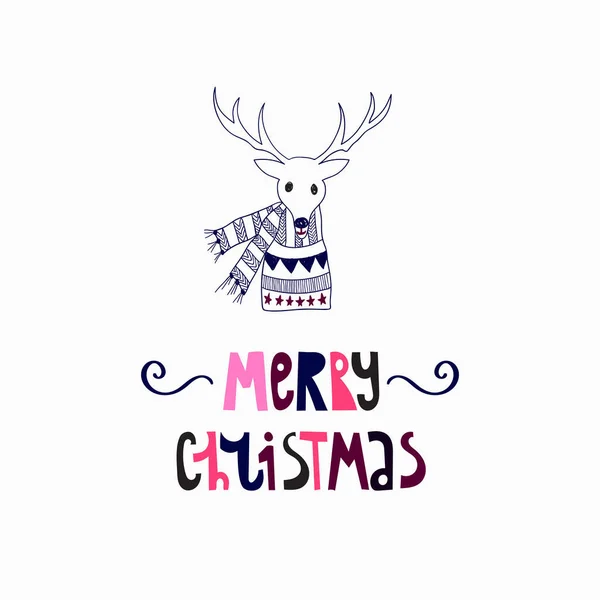 Carte de vœux de Noël vectorielle avec cerf — Image vectorielle