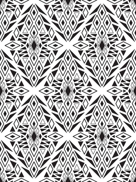 Vector Seamless Ethic Pattern Original Tribal Background Black White — Stock Vector