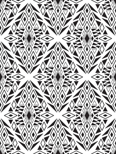 Patrón Ético Sin Costura Vectorial Fondo Tribal Original Blanco Negro — Archivo Imágenes Vectoriales