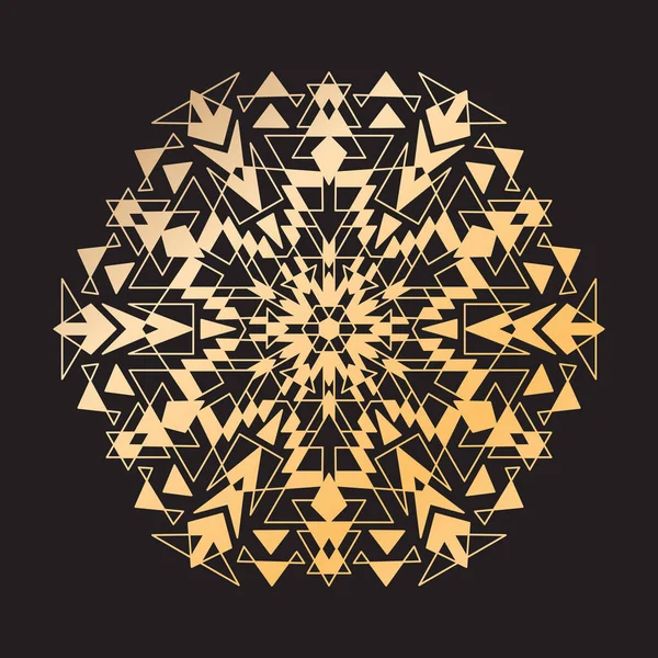 Vektor Geometriska Golden Ornamental Mandala Design Svart — Stock vektor