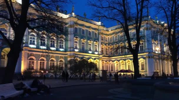 Hermitage São Petersburgo Noite — Vídeo de Stock