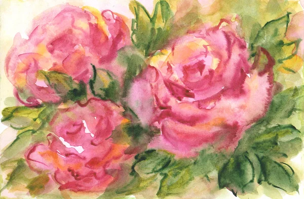 Rose - pittura ad acquerello — Foto Stock