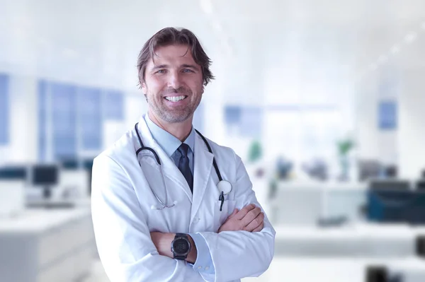 Portrait Smiling Senior Doctor Medicine His Ordination — Stock Photo, Image