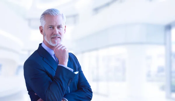 Porträt Eines Leitenden Geschäftsmannes Vor Seinem Modernen Büro — Stockfoto