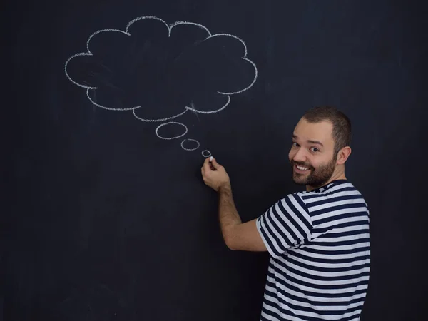 Young Future Father Thinking Names His Unborn Baby Writing Them — Stock Photo, Image