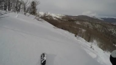 GoPro göğüs Dağı kayakçı ekstrem ormandaki taze kar kar kış kayak