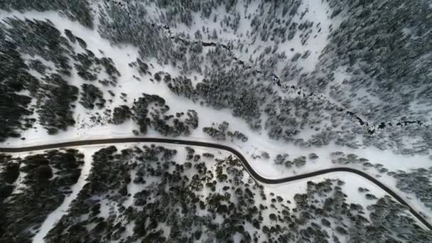 Drone Latający Widok Góry Alpy Złą Pogodę Zimowy Dzień — Wideo stockowe