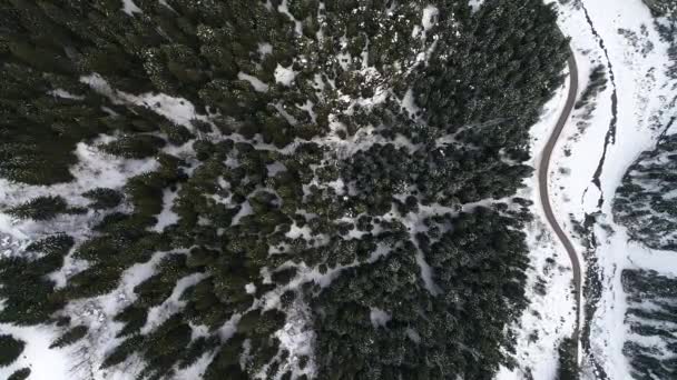 Drone Latający Widok Góry Alpy Złą Pogodę Zimowy Dzień — Wideo stockowe