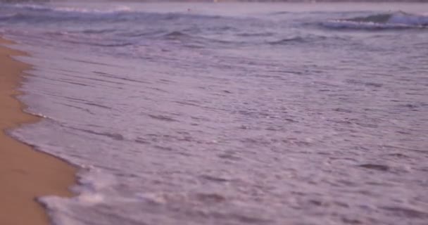 Calma Natureza Cena Praia Ondas Nascer Sol Verão Manhã Câmera — Vídeo de Stock