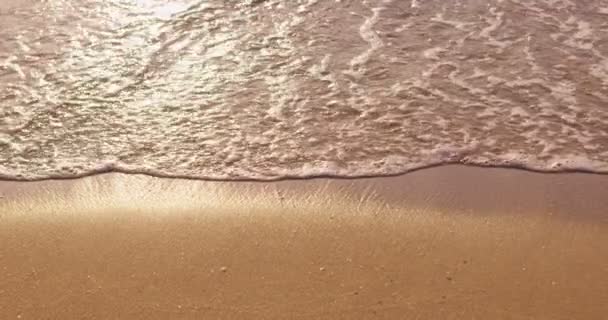 Calma Natureza Cena Praia Ondas Nascer Sol Verão Manhã Câmera — Vídeo de Stock