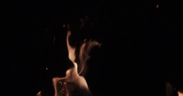 黒い背景に熱い炎の舌に火をつける — ストック動画
