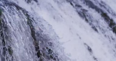 Şaşırtıcı akan ve kayalık dağ şelale sıçramasına