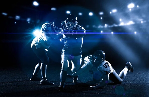 American Football Players Action Night Game Time Field — Stock Photo, Image