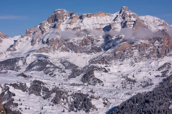 Alba Invernale Con Neve Fresca Sulle Montagne Alpi Mattino — Foto Stock