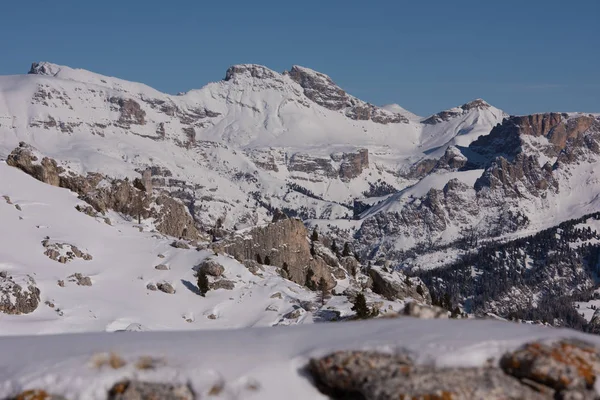 Amanecer Invierno Con Nieve Fresca Las Montañas Los Alpes Mañana —  Fotos de Stock