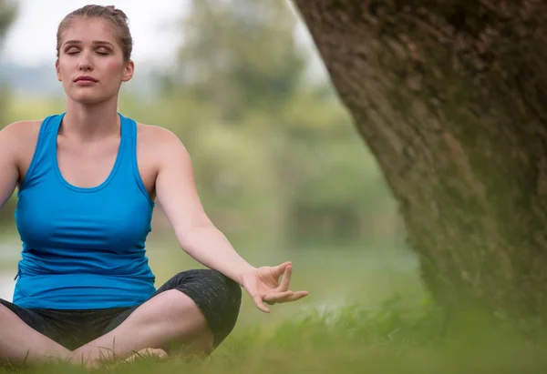 Femme Saine Détendre Tout Méditant Faire Exercice Yoga Dans Belle — Photo