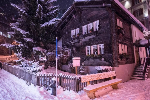 Snowy Street Cold Winter Night Village — Stock Photo, Image