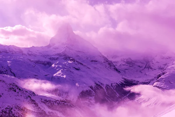 Berget Matterhorn Zermatt Täckt Med Nysnö Vacker Vinterdag — Stockfoto