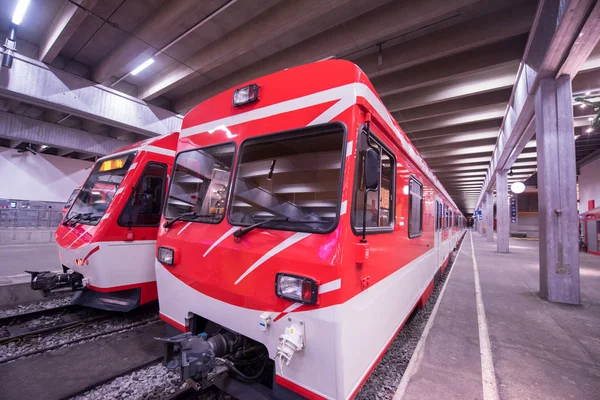 Widok Perspektywiczny Puste Subway Station Nowoczesny Pociąg — Zdjęcie stockowe