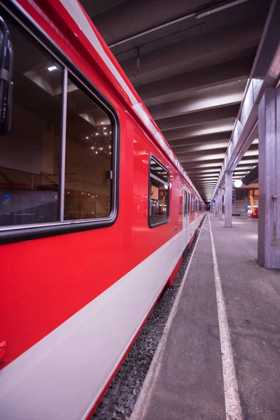 Widok Perspektywiczny Puste Subway Station Nowoczesny Pociąg — Zdjęcie stockowe