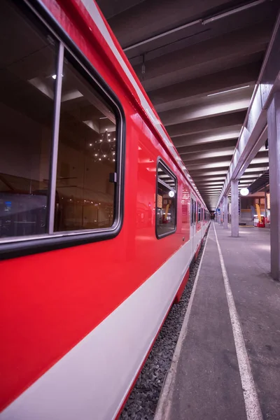 Widok Perspektywiczny Puste Subway Station Nowoczesny Pociąg — Zdjęcie stockowe