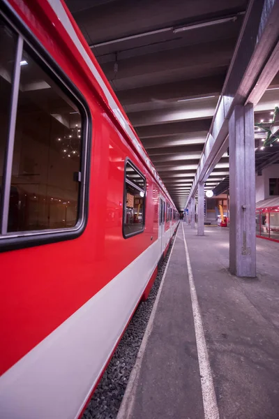 Widok Perspektywiczny Puste Subway Station Nowoczesny Pociąg — Zdjęcie stockowe