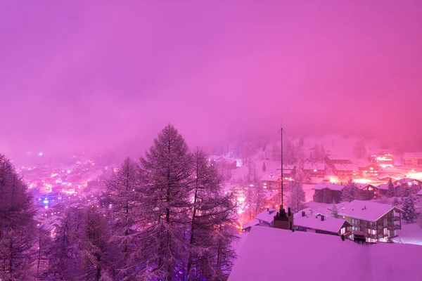 Zermatt Vadisi Matterhorn Havadan Görünümü Zirve Ile Sviçre Taze Kar — Stok fotoğraf