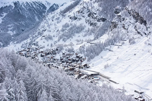 Ландшафт Долины Церматта Пик Маттерхорн Свежим Снегом Швейцарии — стоковое фото
